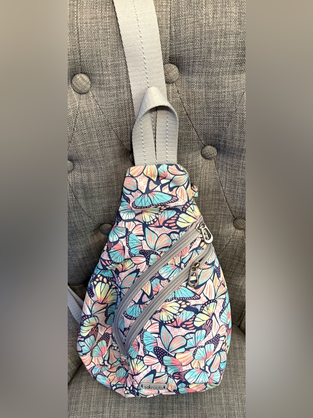 Sakroots butterfly design cloth shoulder sling bag